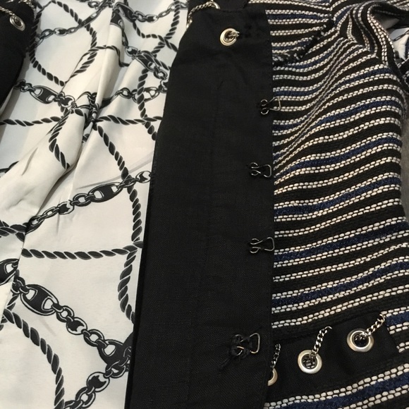 WHBM Black & Blue striped short sleeve jacket 4 - Picture 5 of 8